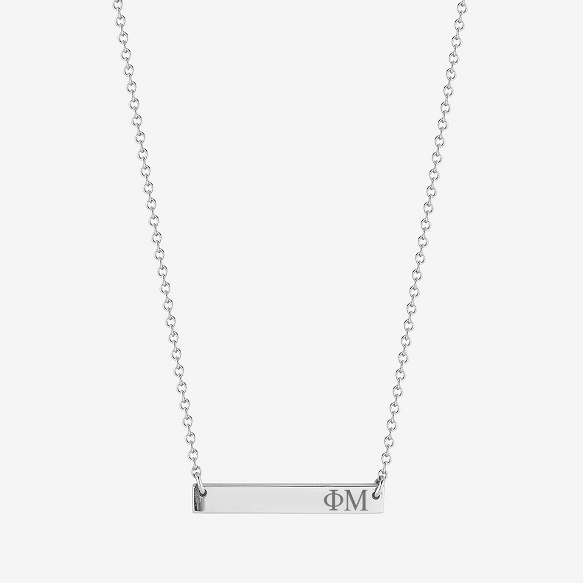 Phi Mu Horizontal Bar Necklace in Sterling Silver