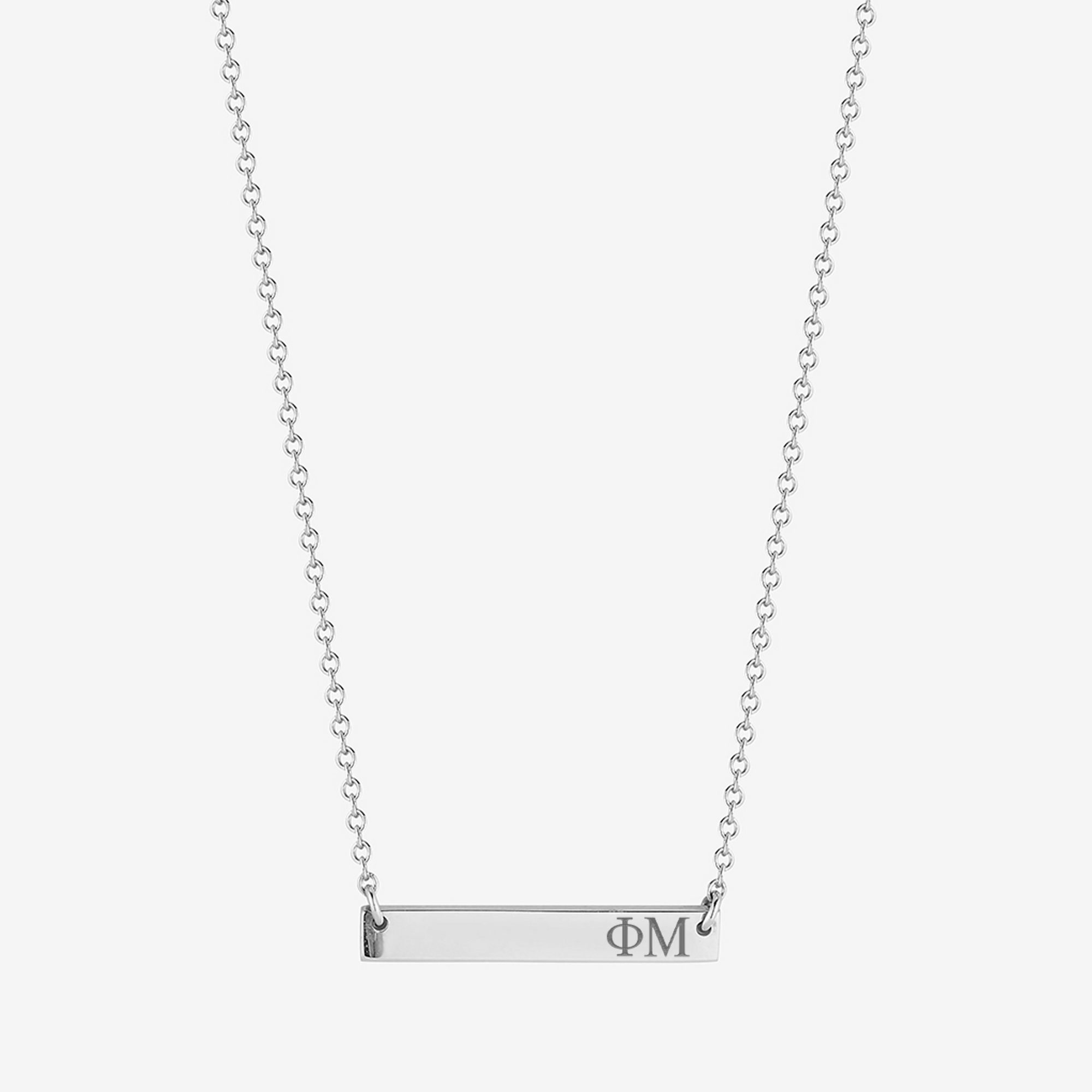 Phi Mu Horizontal Bar Necklace in Sterling Silver