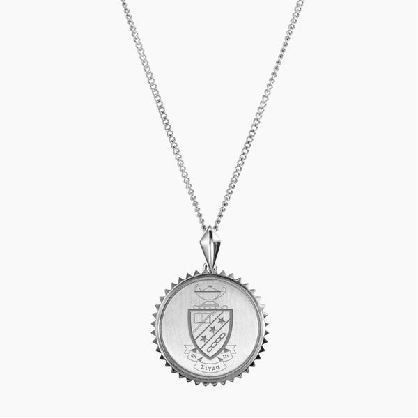 Silver Phi Sigma Pi Sunburst Crest Necklace