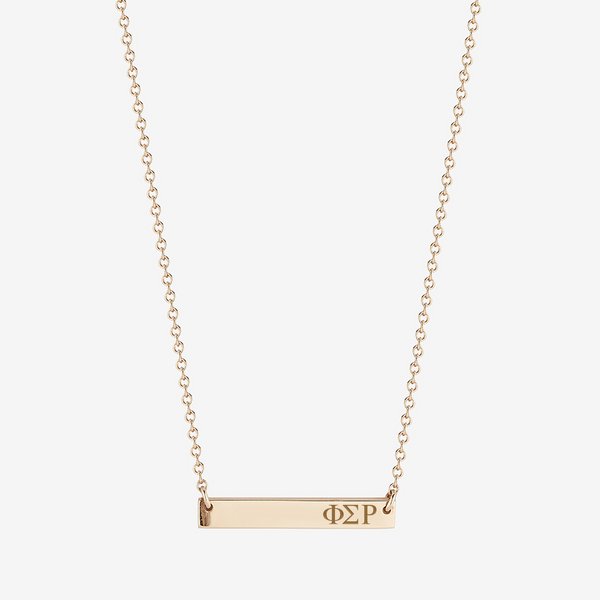 Phi Sigma Rho Horizontal Bar Necklace in Cavan Gold and 14K Gold