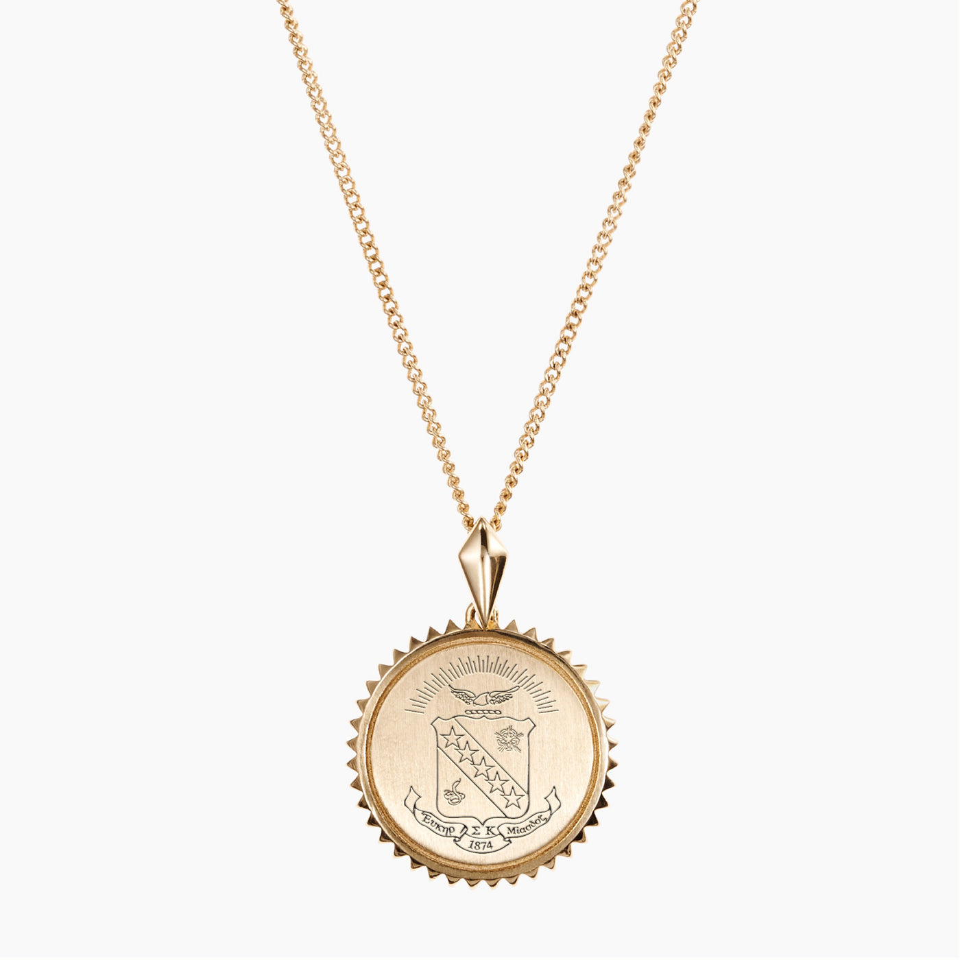 Gold Sigma Kappa Sunburst Crest Necklace