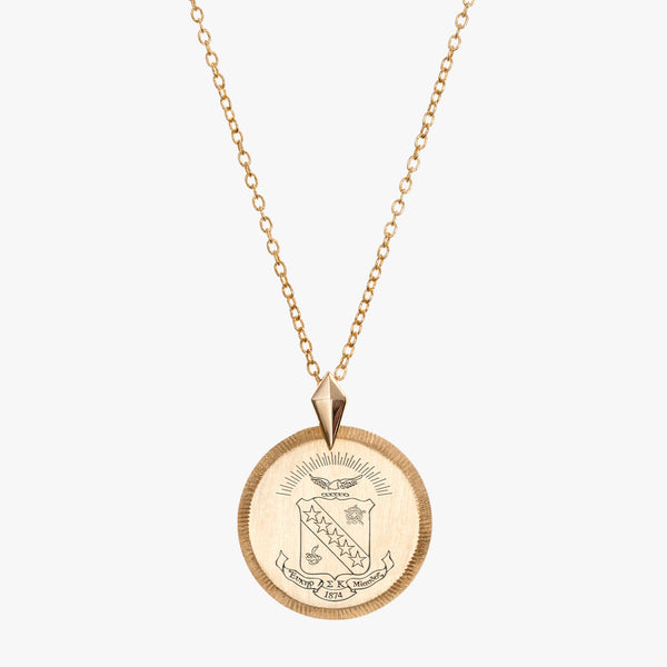 Gold Sigma Kappa Florentine Crest Necklace Petite
