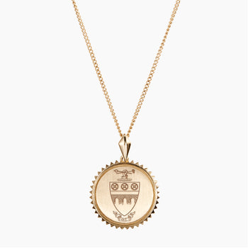 Gold Theta Tau Sunburst Crest Necklace