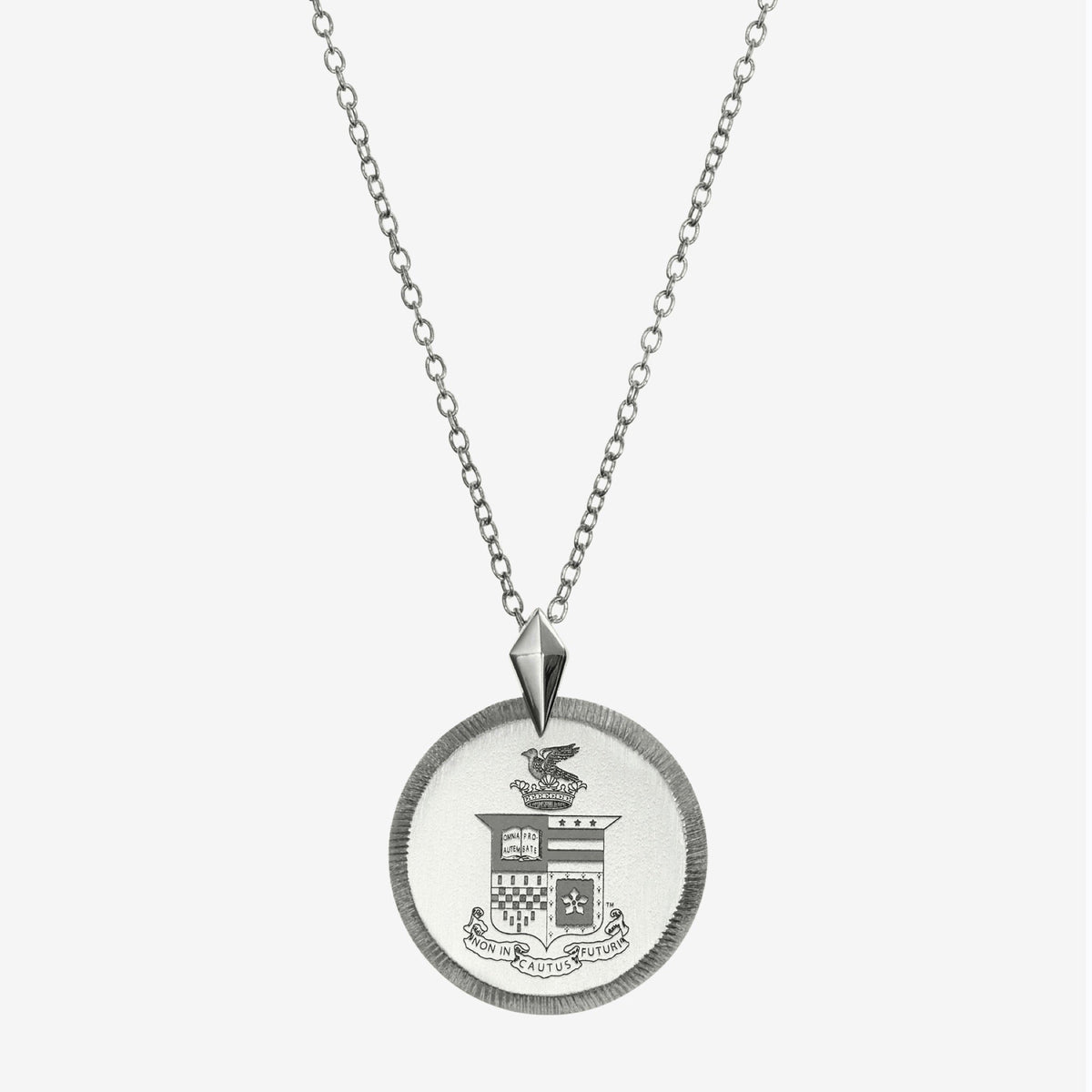 Silver Washington & Lee Florentine Crest Necklace Petite