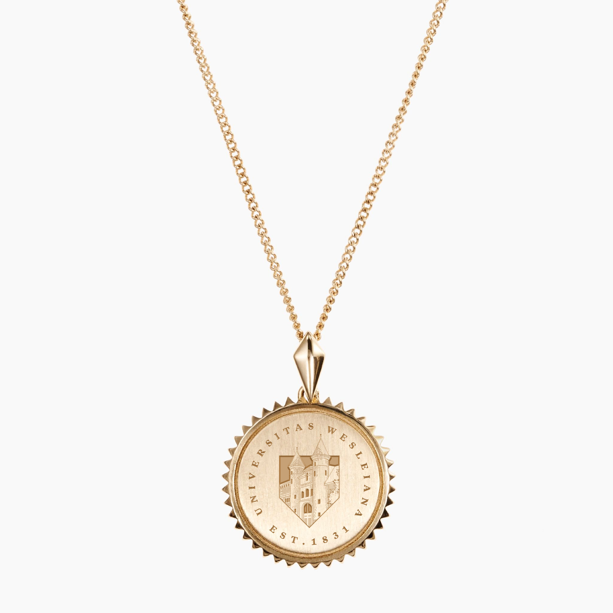 Wesleyan University Sunburst Necklace in Cavan Gold 14K Gold