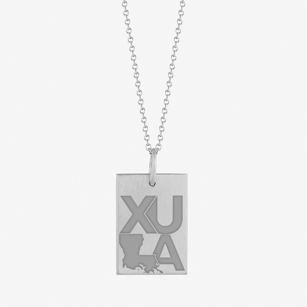 Xavier University XULA Rectangle Necklace Silver