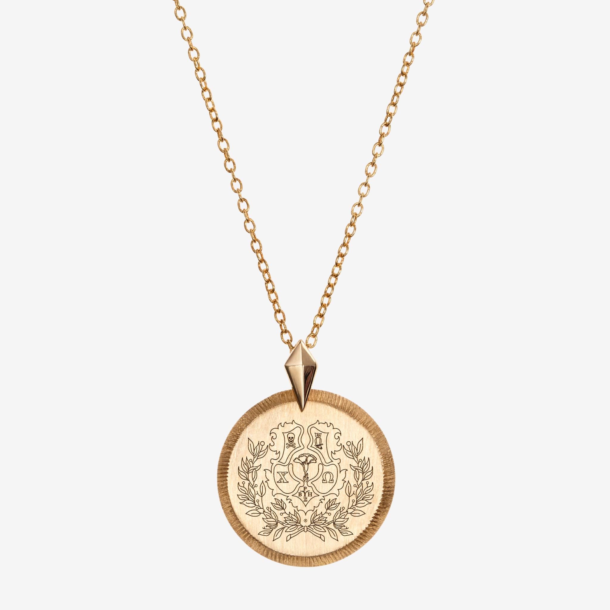 CHI OMEGA Charm Necklace / Chi Omega Necklace / Sorority Jewelry /  Oversized Long Necklace - 14k Gold Filled