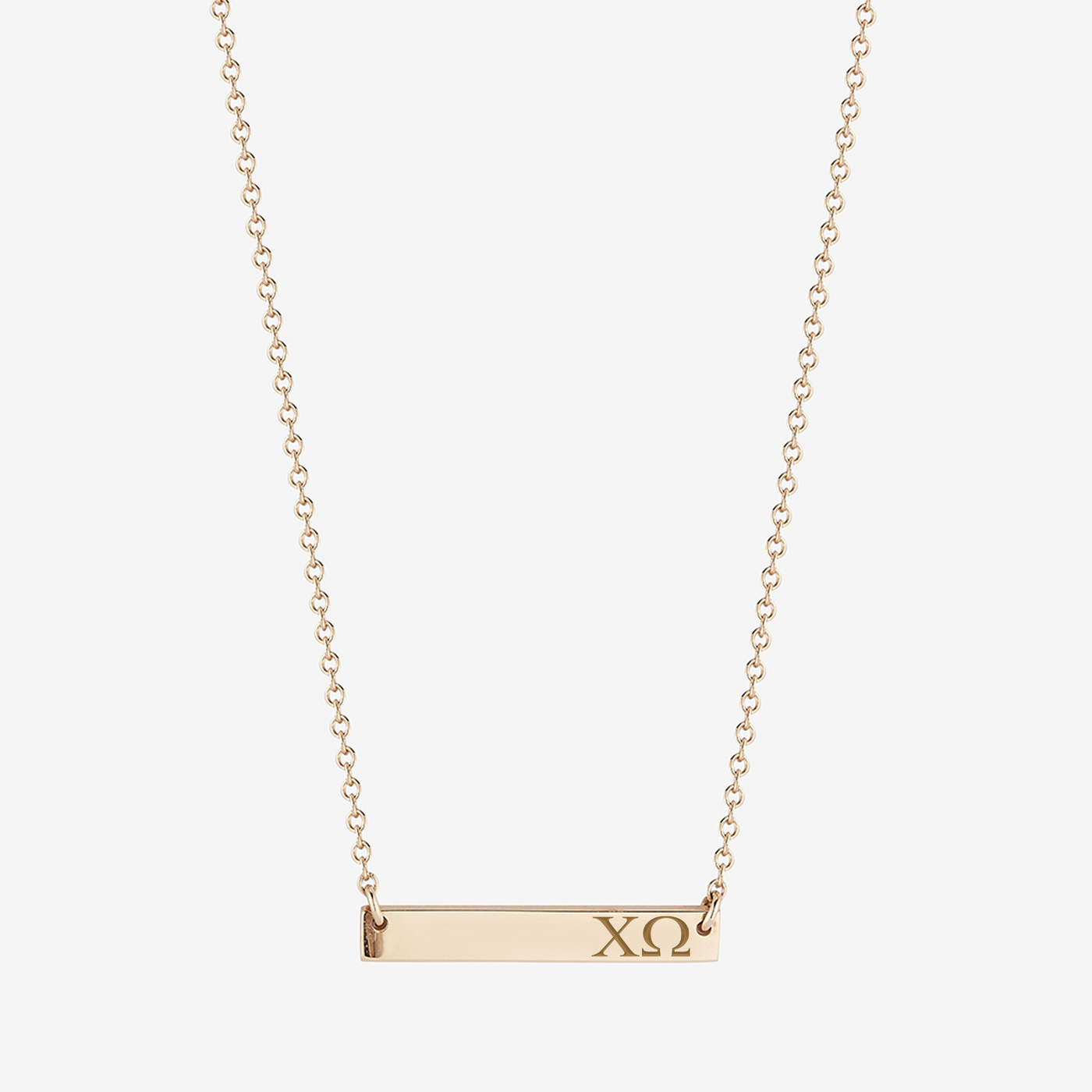 Chi Omega Horizontal Bar Necklace in Cavan Gold and 14K Gold
