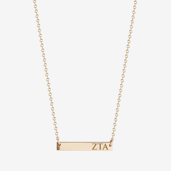 Zeta Tau Alpha Horizontal Bar Necklace in Cavan Gold and 14K Gold