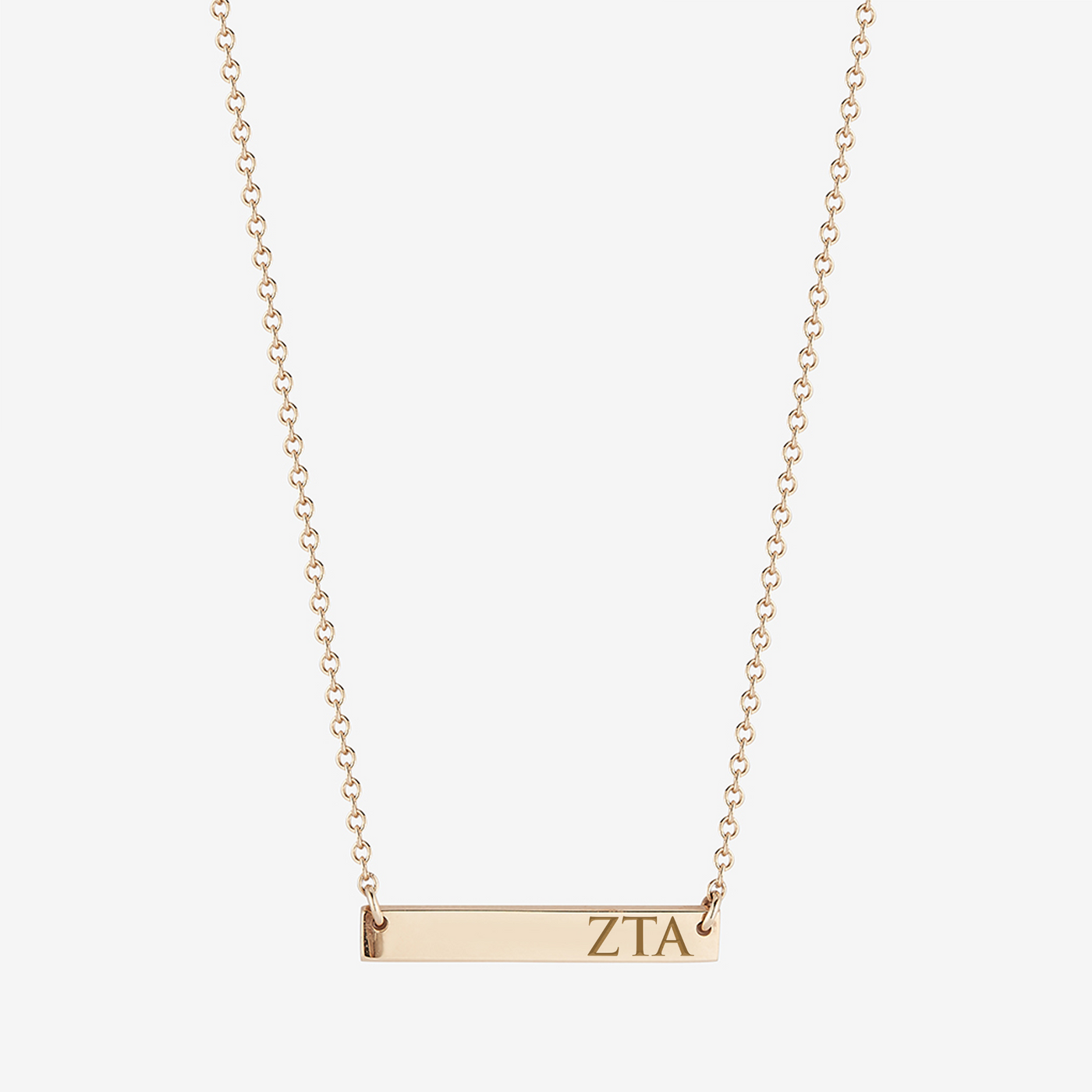 Zeta Tau Alpha Horizontal Bar Necklace in Cavan Gold and 14K Gold