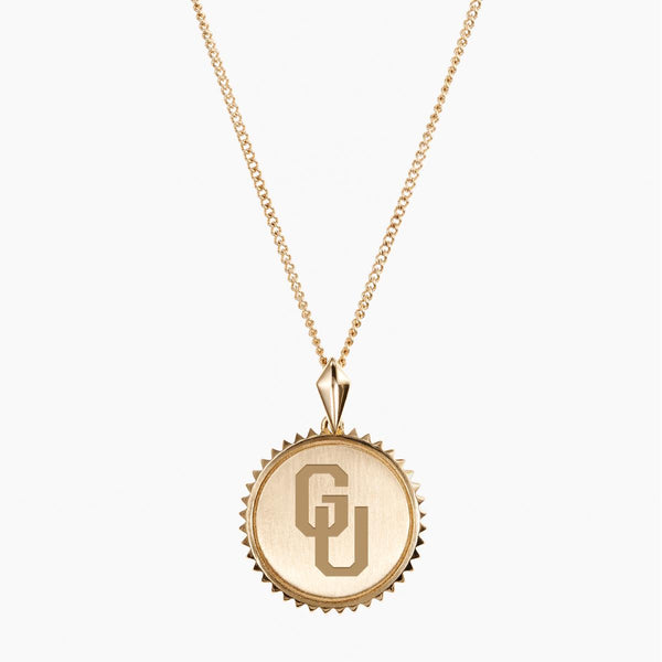 Gold Vermeil 14K Gold Vintage Georgetown University GU Sunburst Necklace