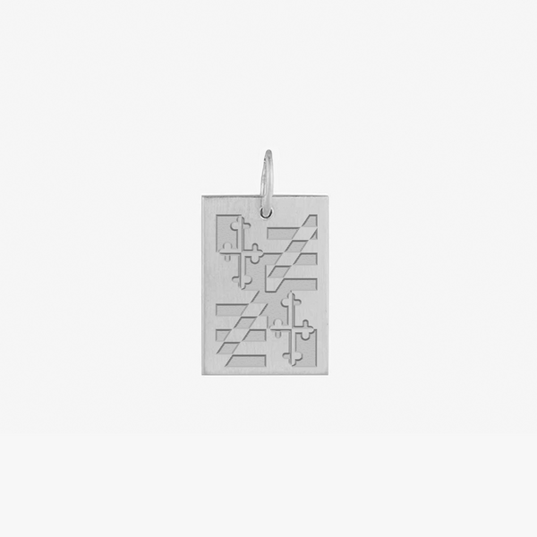 University of Maryland Flag Rectangle Necklace Sterling Silver