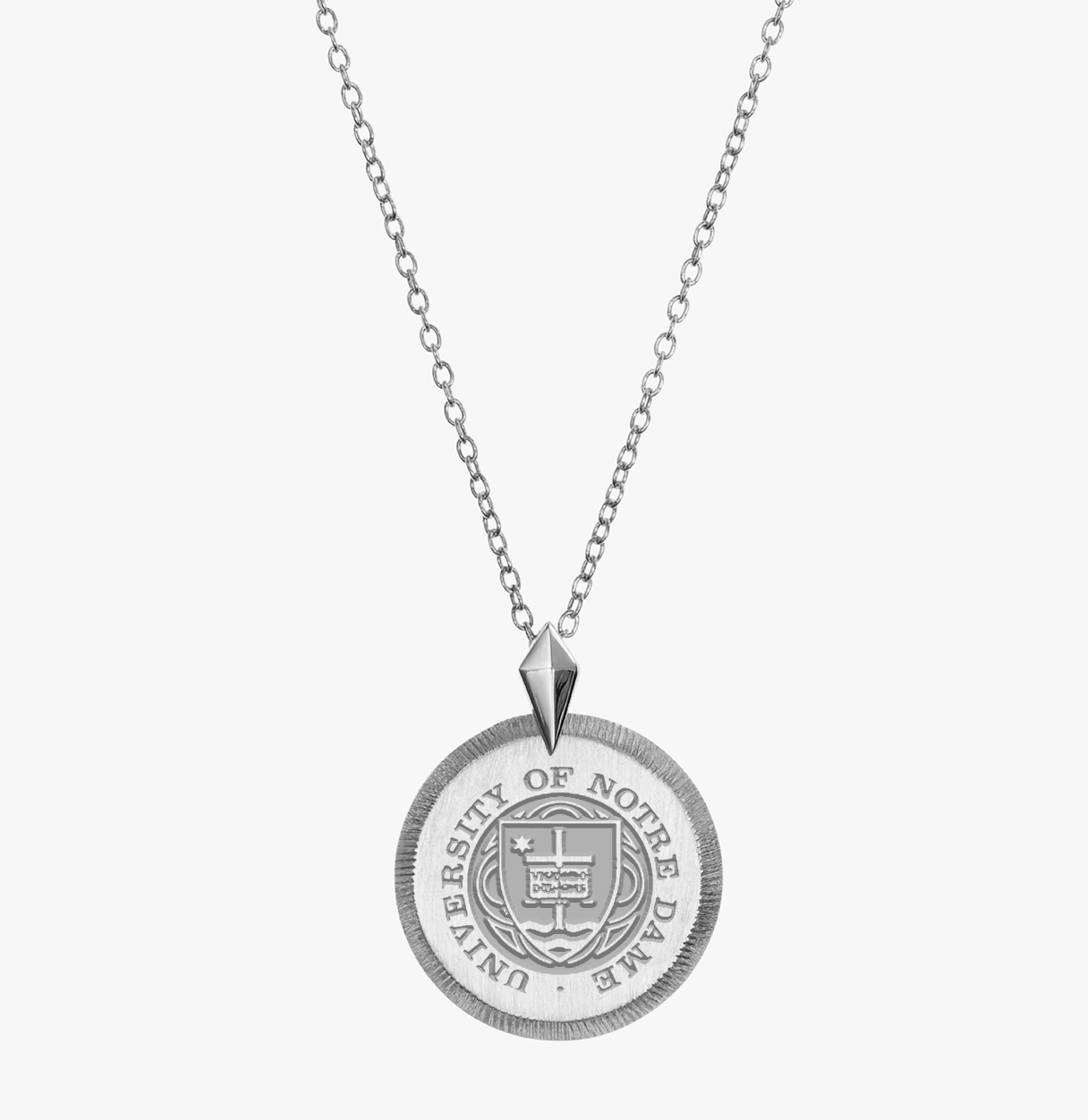 Notre Dame Seal Necklace Sunburst Crest Silver