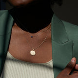 sapphire gemstone necklace bezel set 7 point diamond necklace